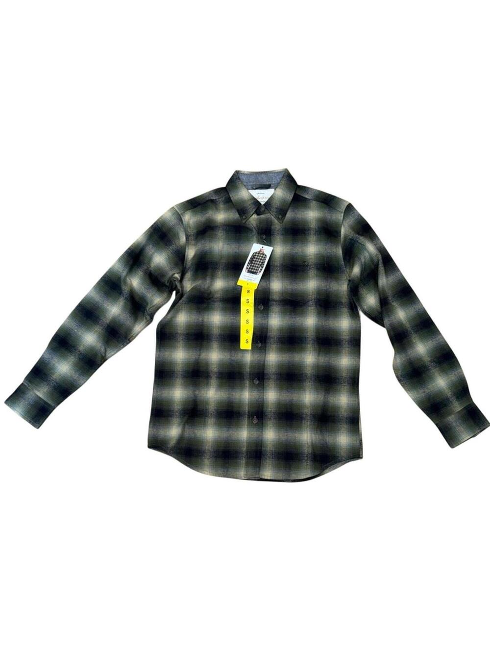 Plaid Flannel Shirt Mens Small NWT Western Green Blue Button Down 90s Grunge